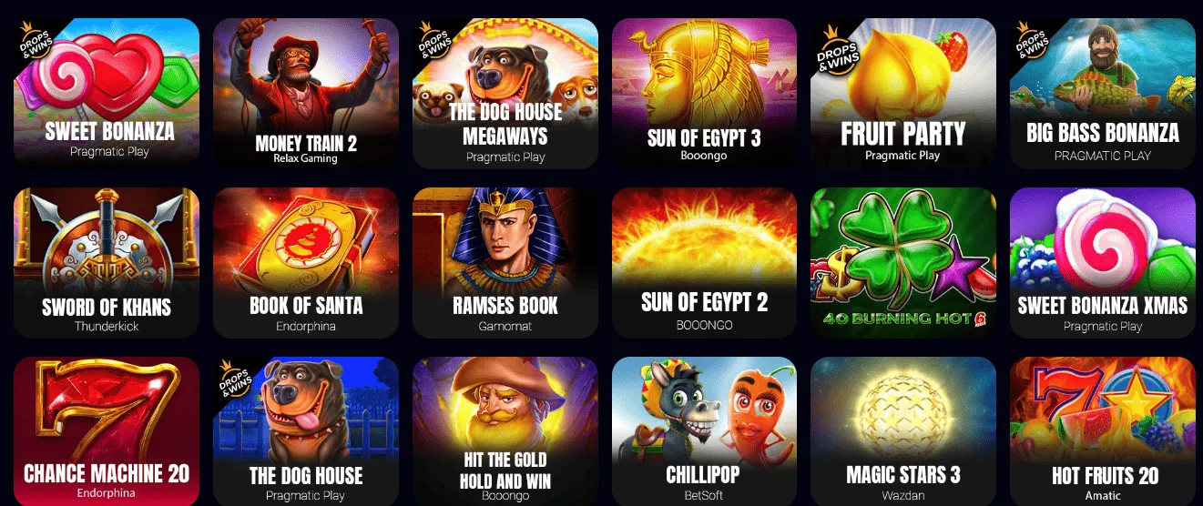 Catalogo giochi Zizobet Casino